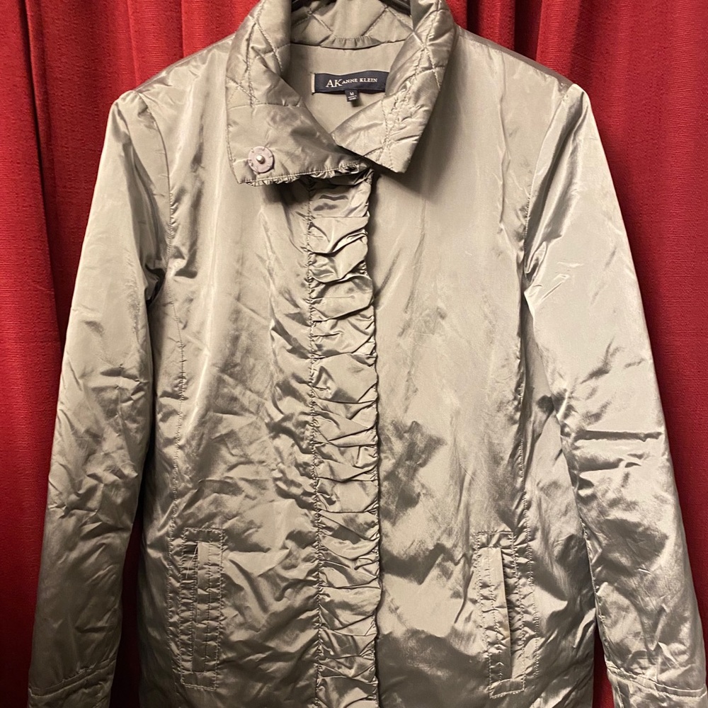 Anne Klein-Silver ruffle-Light Jacket-Size:Medium